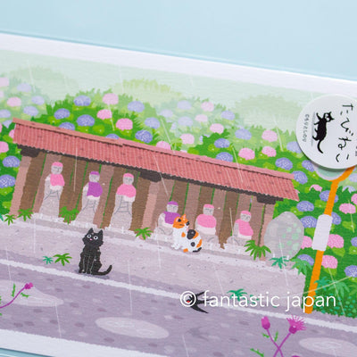 tabi-neko post card -hydrangea-