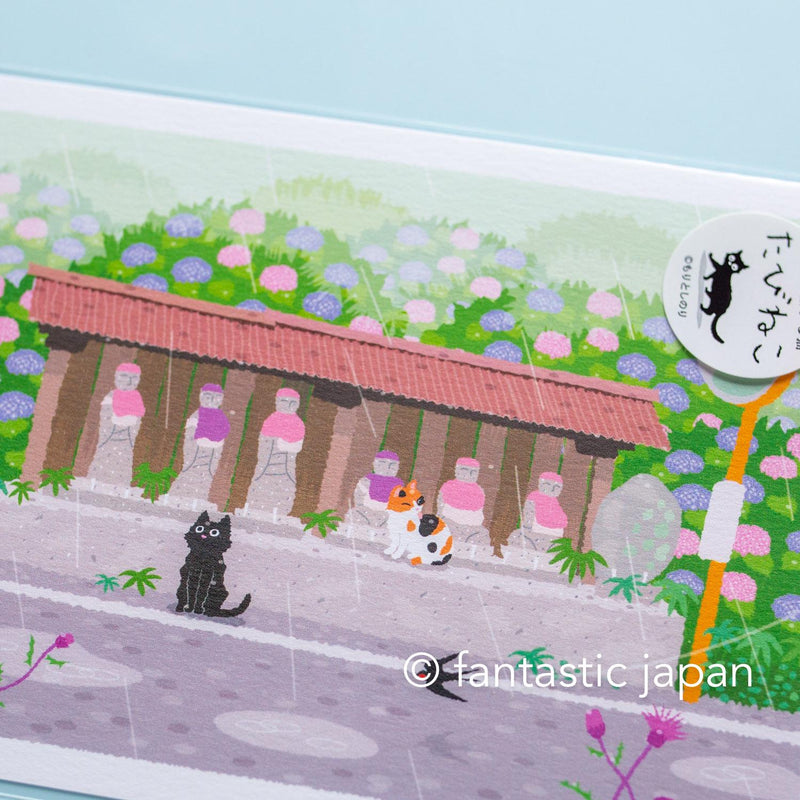 tabi-neko post card -hydrangea-