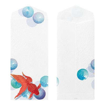 Japanese Iyo washi letter pad and envelops -goldfish and marbles-