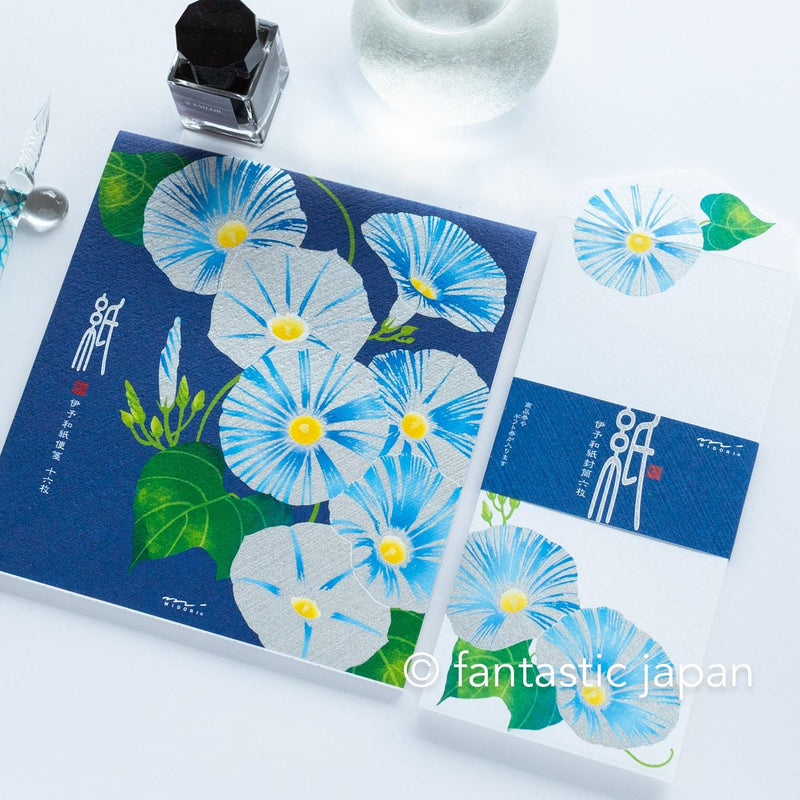 Japanese Iyo washi letter pad and envelops -morning glory-