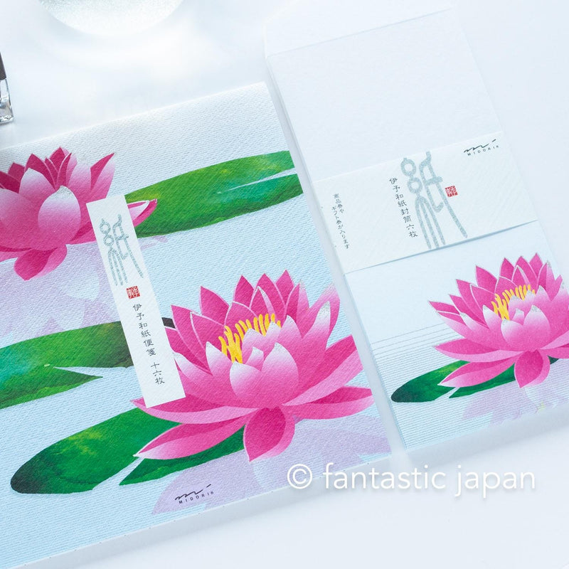 Japanese Iyo washi letter pad and envelops -lotus-