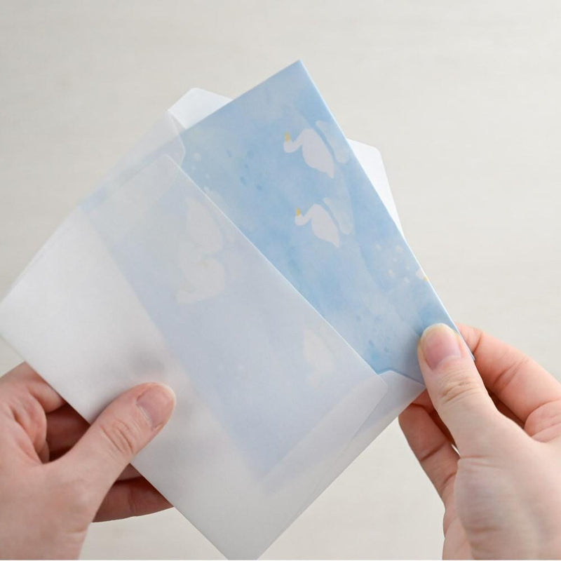 Transparent envelope summer letter set -swan-