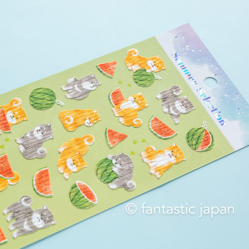 MIND WAVE summer washi sticker -shiba dog and watermelon-