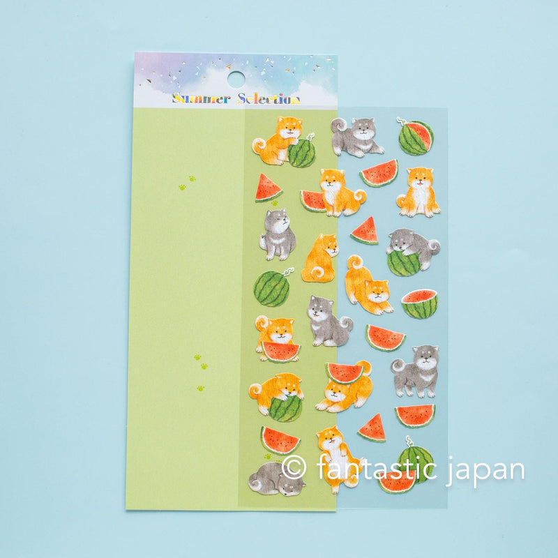MIND WAVE summer washi sticker -shiba dog and watermelon-