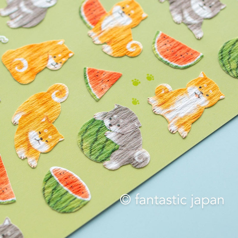 MIND WAVE summer washi sticker -shiba dog and watermelon-
