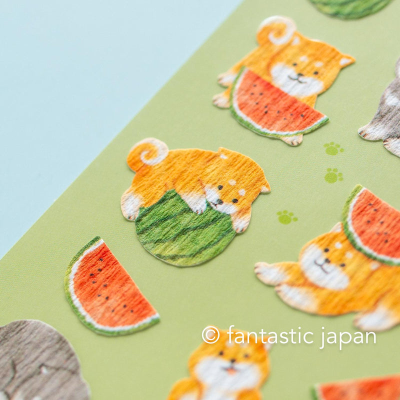 MIND WAVE summer washi sticker -shiba dog and watermelon-