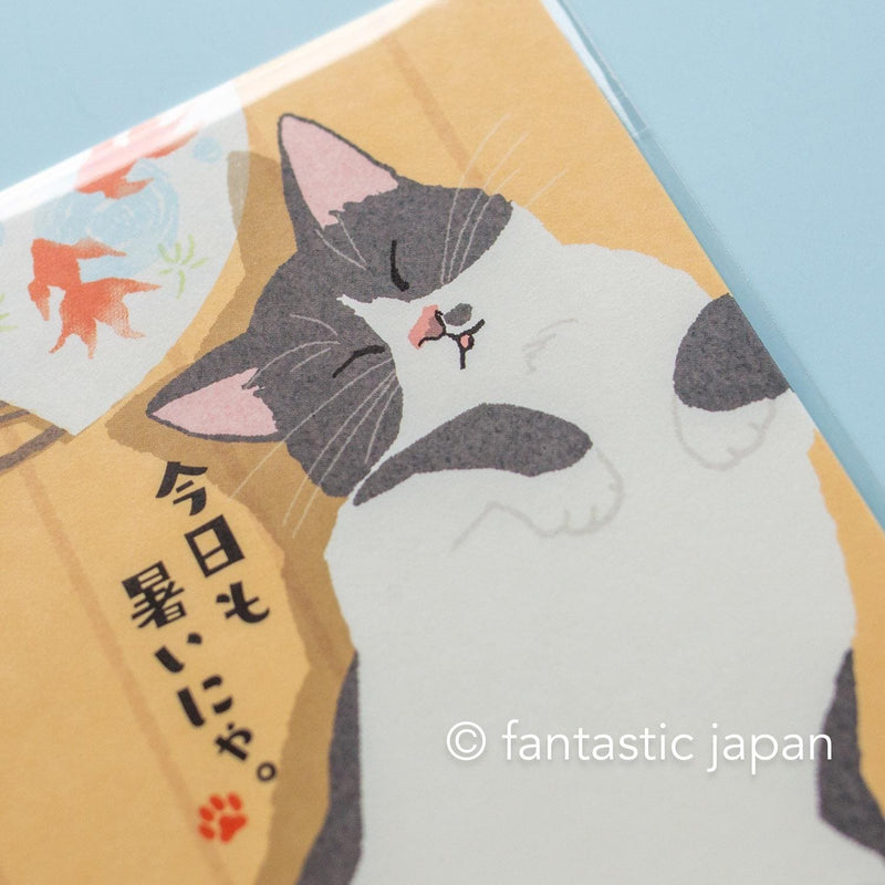 summer post card -cat nap on hot summer- / 5 sheets