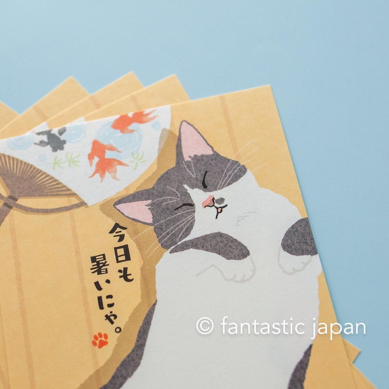 summer post card -cat nap on hot summer- / 5 sheets