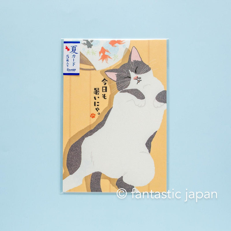 summer post card -cat nap on hot summer- / 5 sheets