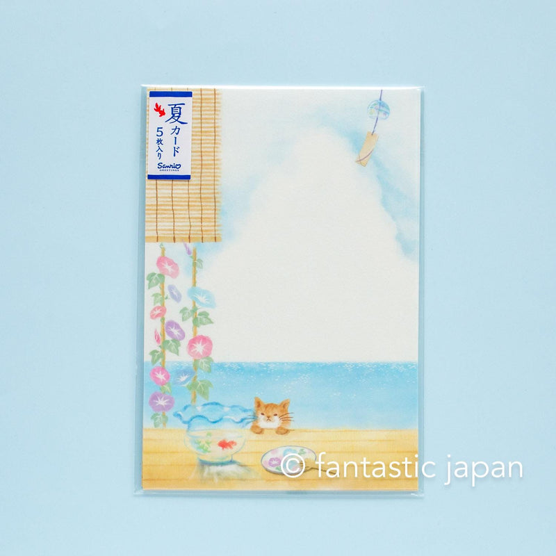 summer post card -cat on summer seaside porch- / 5 sheets
