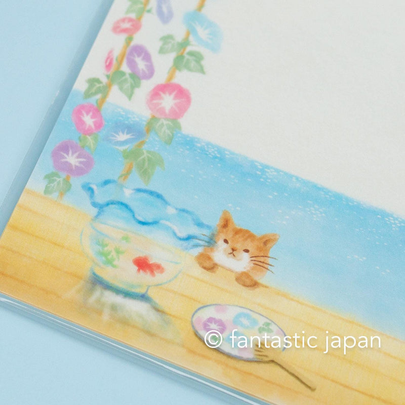summer post card -cat on summer seaside porch- / 5 sheets