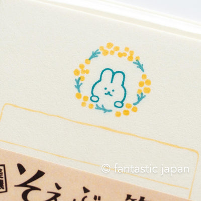 Japanese washi mini writing letter set -rabbit in a mimosa wreath- / Soebumi-sen