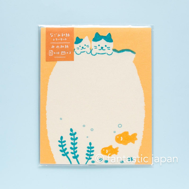 Japanese washi letter writing set -cats and goldfish- / FURUKAWA SHIKO/