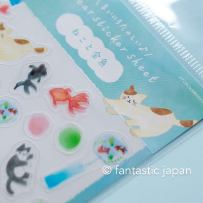 Clear sticker -Cats and goldfish- / Furukawa paper