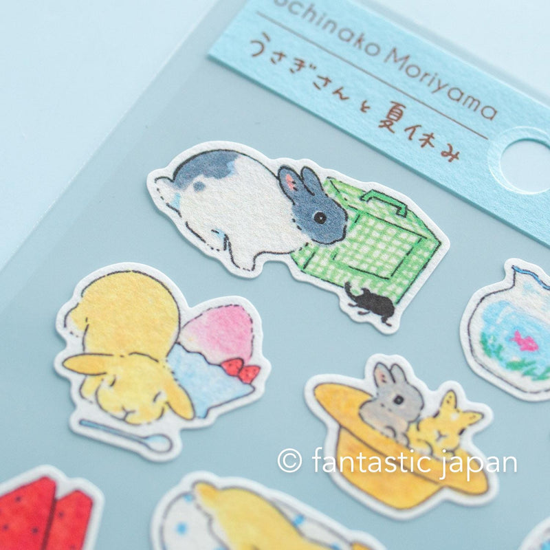 Schinako Moriyama washi sticker -Rabbits and summer vacation-