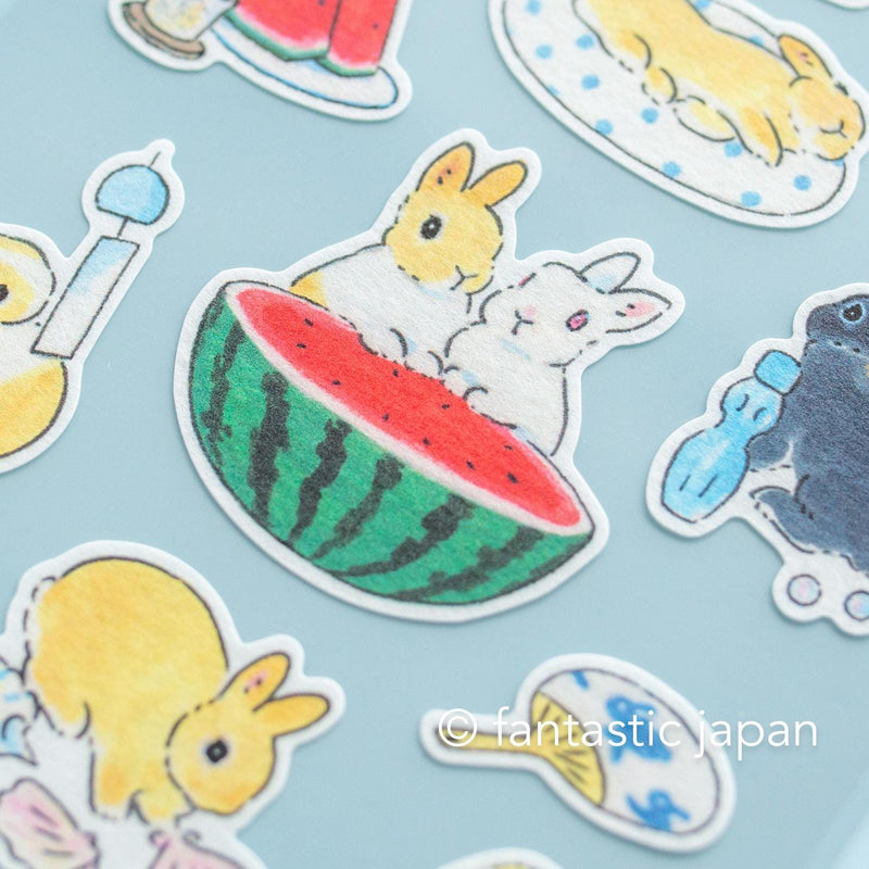 Schinako Moriyama washi sticker -Rabbits and summer vacation-