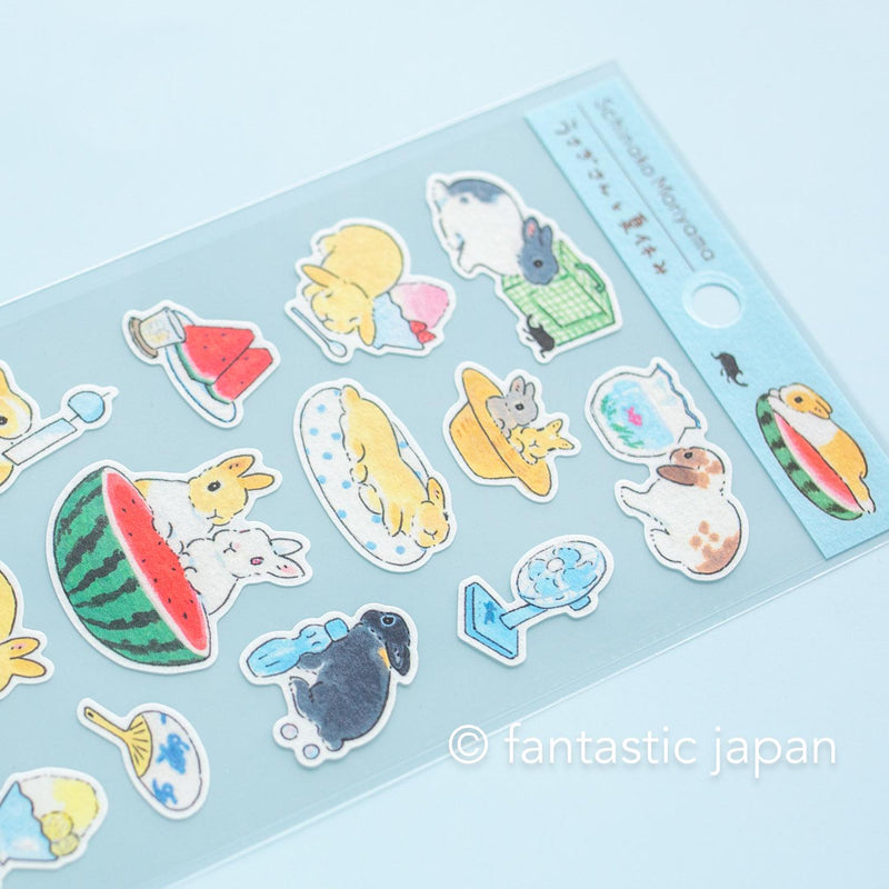 Schinako Moriyama washi sticker -Rabbits and summer vacation-