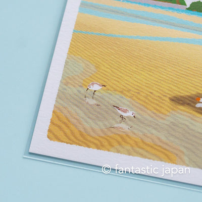 tabi-neko post card -summer beach-