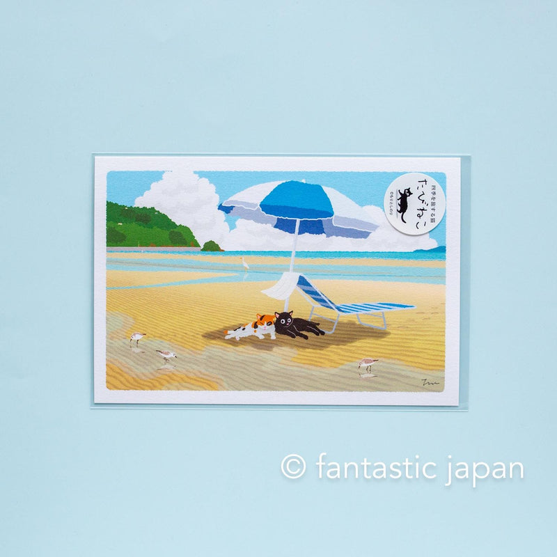 tabi-neko post card -summer beach-