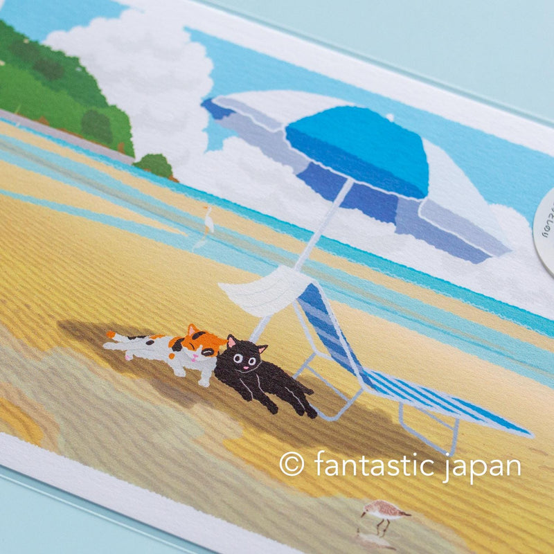 tabi-neko post card -summer beach-