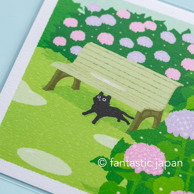 tabi-neko post card -shelter from the rain-