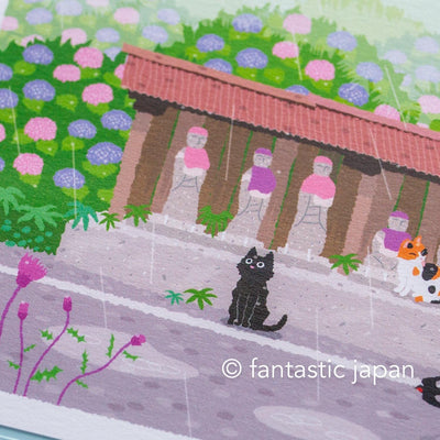 tabi-neko post card -hydrangea-