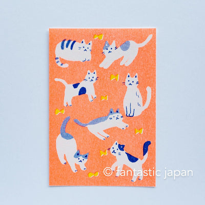 Post card -cat gathering - / Furukawa paper