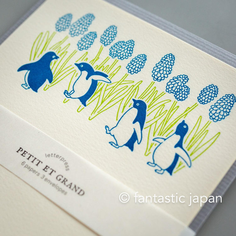 Letter press mini letter set / PETIT ET GRAND -penguin-