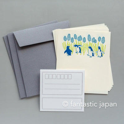 Letter press mini letter set / PETIT ET GRAND -penguin-