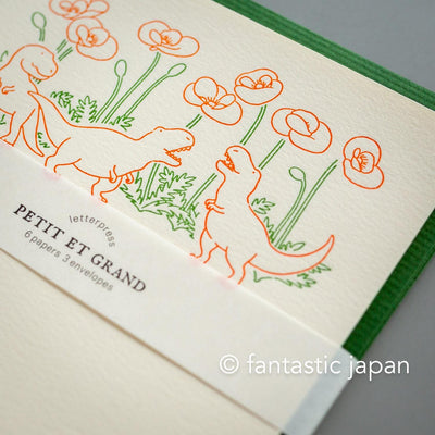 Letter press mini letter set / PETIT ET GRAND -dinosaur-