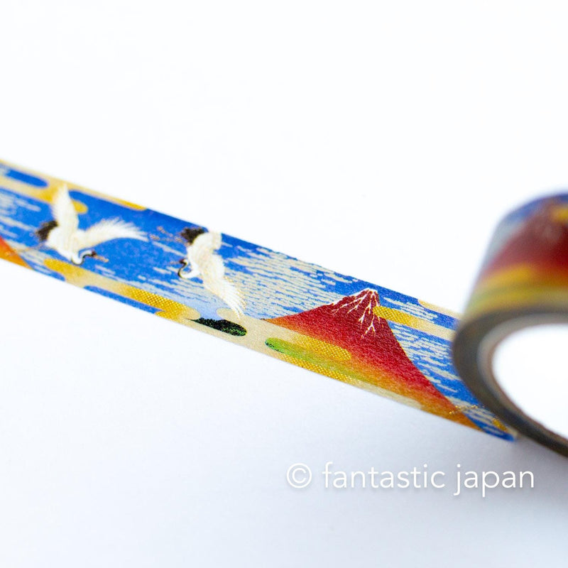 Gold Foil  Masking Tape -red Fuji and crane- / kamiiso sansho