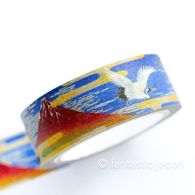 Gold Foil  Masking Tape -red Fuji and crane- / kamiiso sansho
