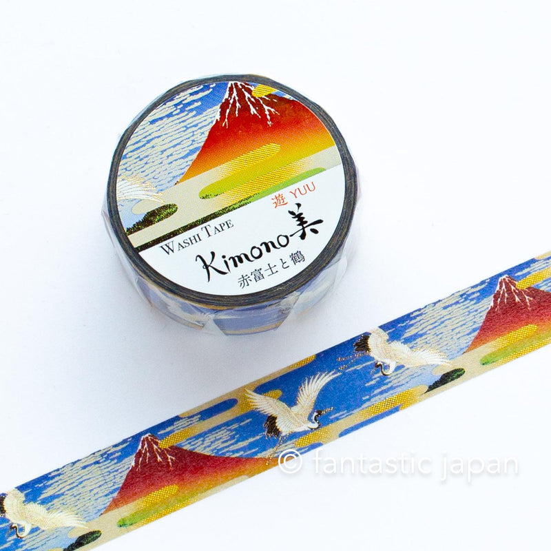 Gold Foil  Masking Tape -red Fuji and crane- / kamiiso sansho
