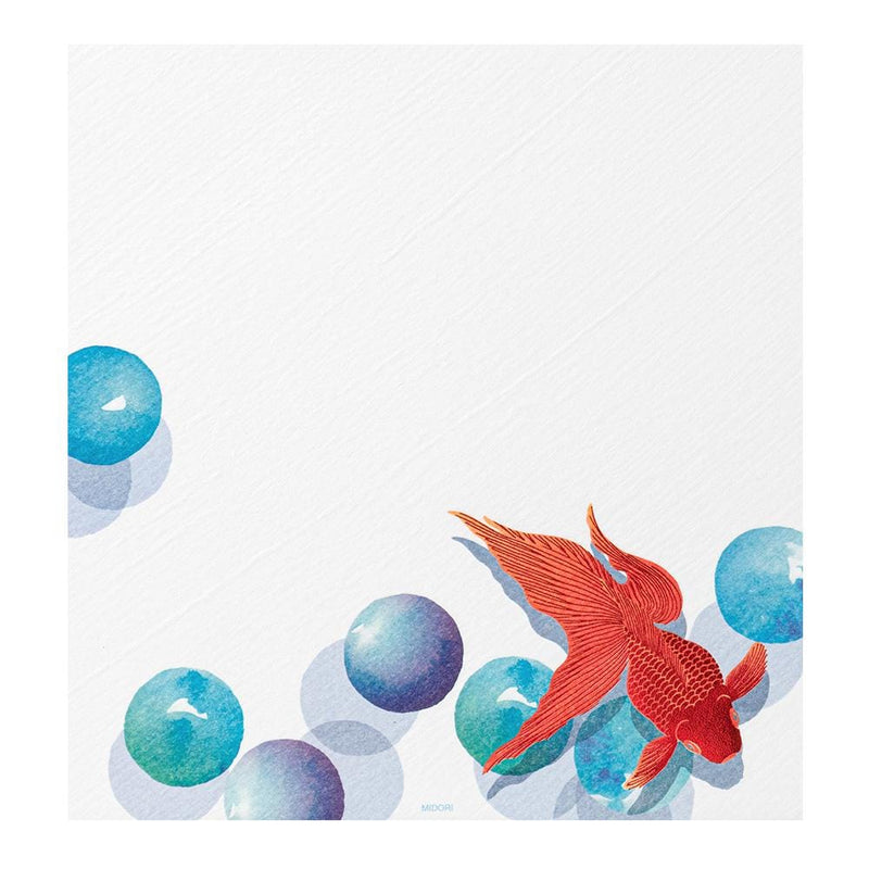 Japanese Iyo washi letter pad and envelops -goldfish and marbles-