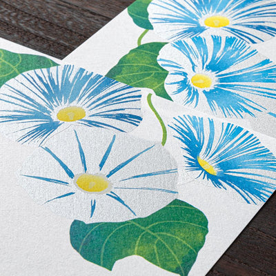 Japanese Iyo washi letter pad and envelops -morning glory-