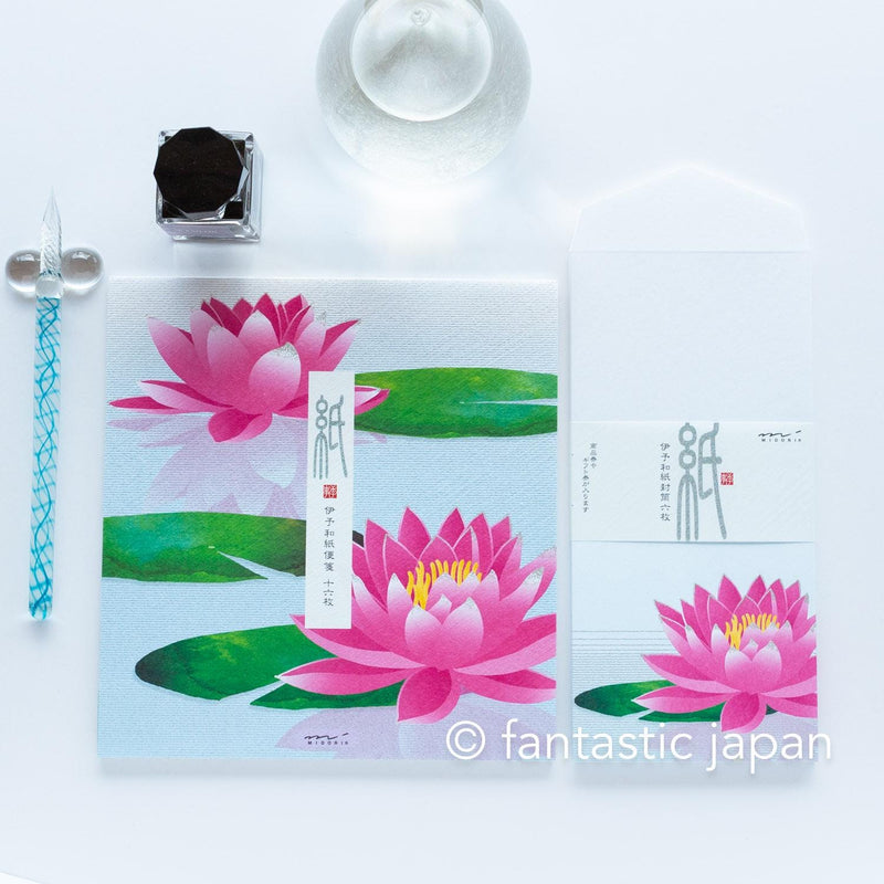 Japanese Iyo washi letter pad and envelops -lotus-
