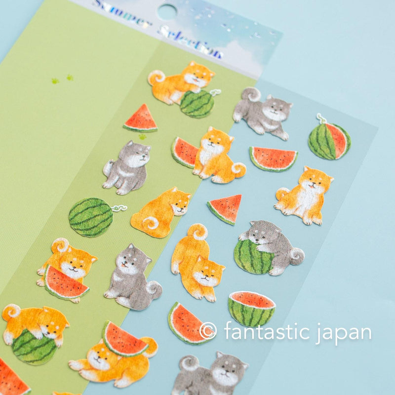MIND WAVE summer washi sticker -shiba dog and watermelon-