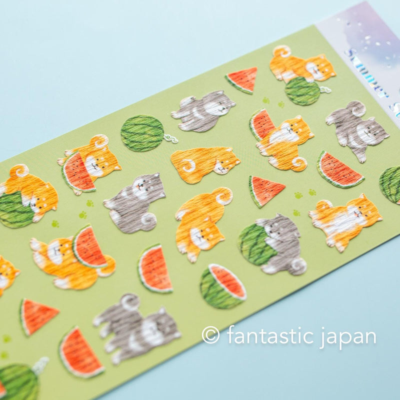 MIND WAVE summer washi sticker -shiba dog and watermelon-