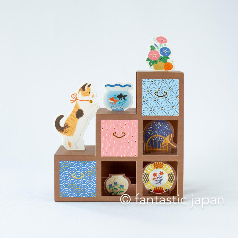 Greeting card -cat and Staircase chest-