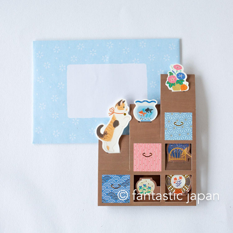 Greeting card -cat and Staircase chest-