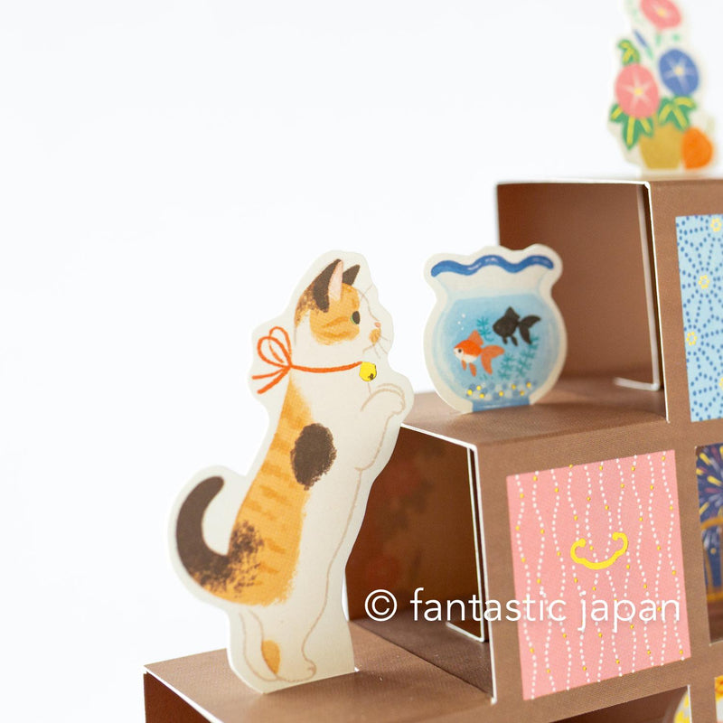 Greeting card -cat and Staircase chest-