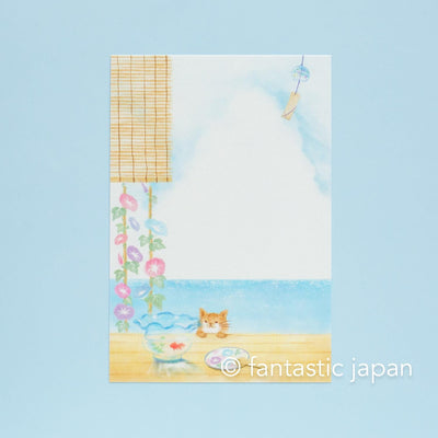 summer post card -cat on summer seaside porch- / 5 sheets
