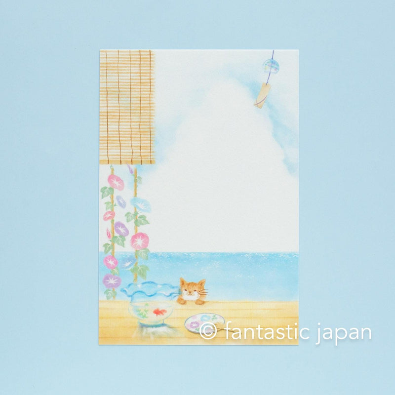 summer post card -cat on summer seaside porch- / 5 sheets