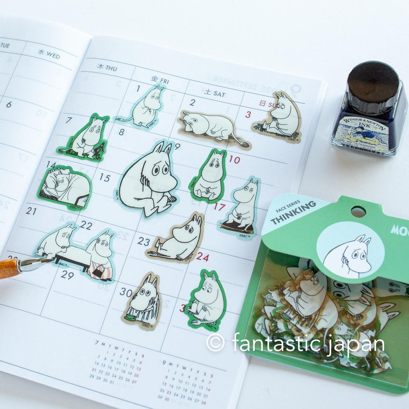 MOOMIN face flake sticker -THINKING-