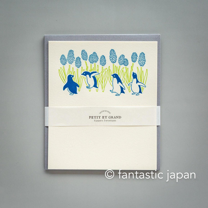 Letter press mini letter set / PETIT ET GRAND -penguin-