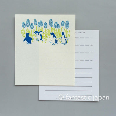 Letter press mini letter set / PETIT ET GRAND -penguin-