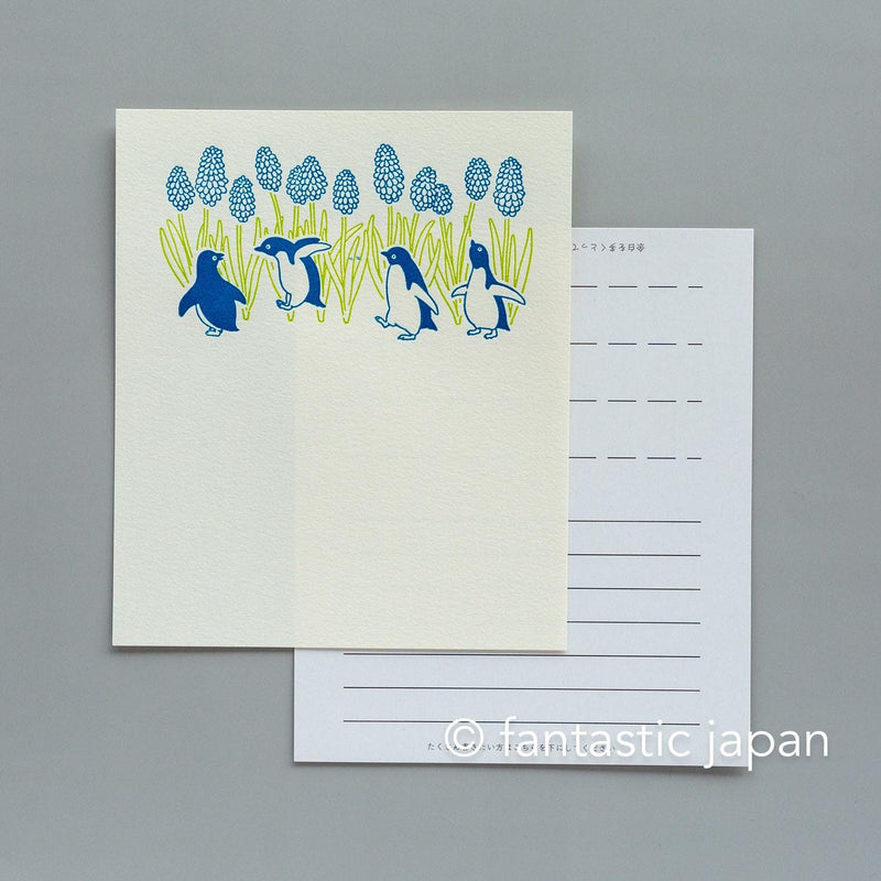 Letter press mini letter set / PETIT ET GRAND -penguin-