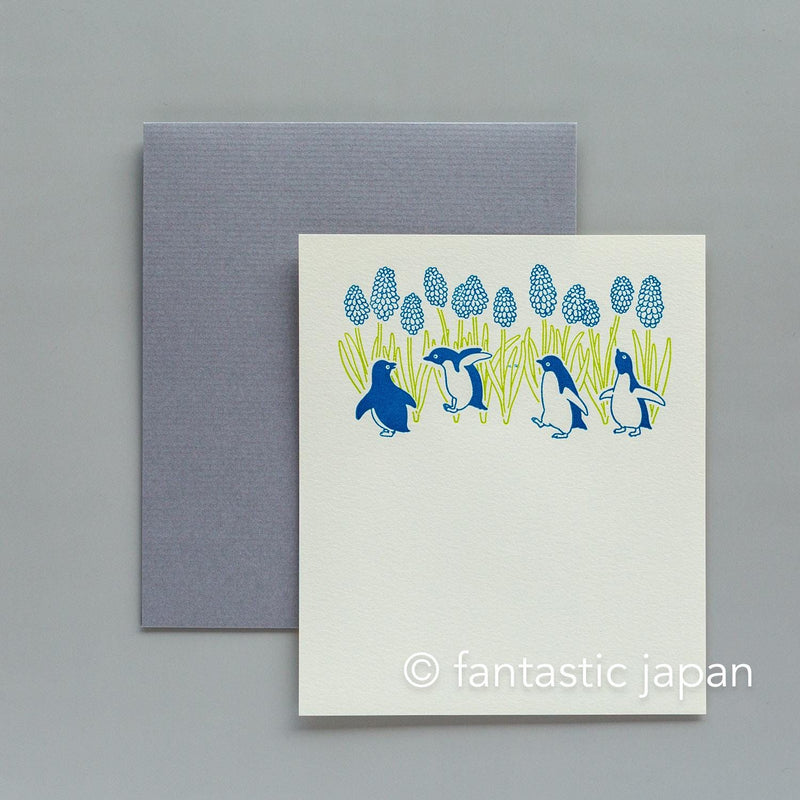 Letter press mini letter set / PETIT ET GRAND -penguin-