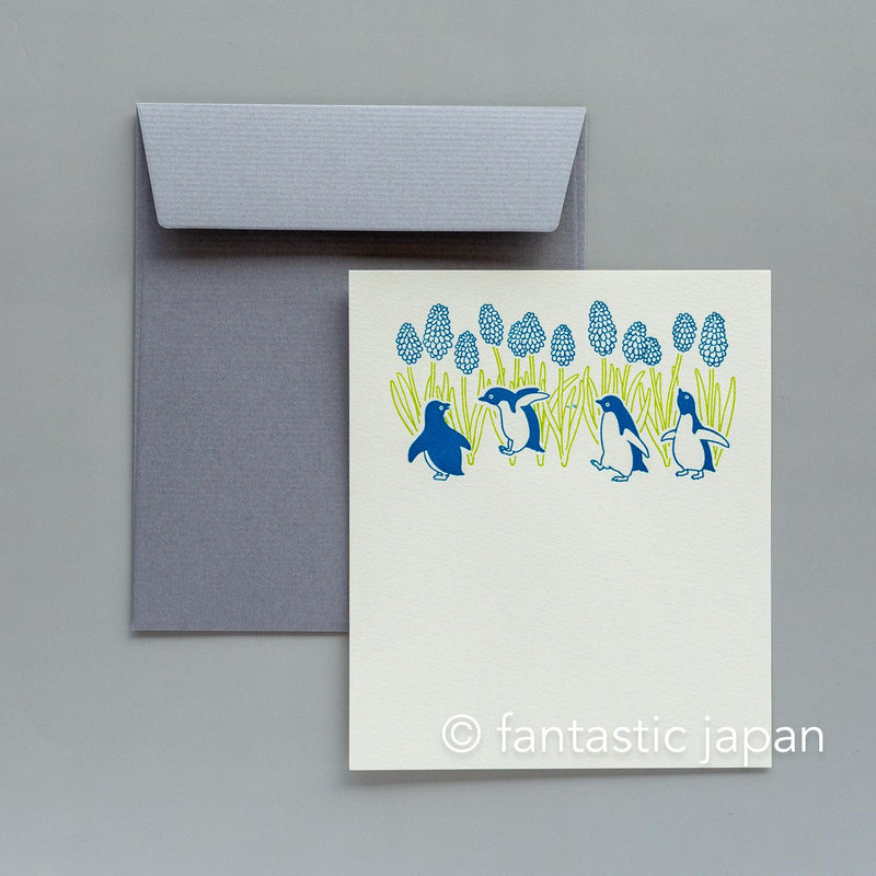 Letter press mini letter set / PETIT ET GRAND -penguin-