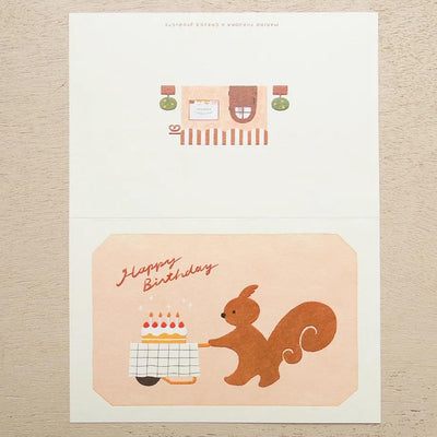 Birthday card -Squirrel's Cake Shop- by MARIKO FUKUOKA /  cozyca pruducts